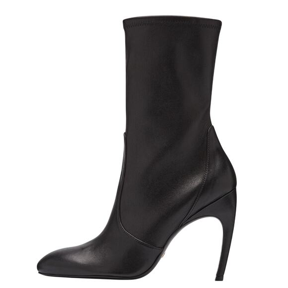 Stuart Weitzman Womens Luxecurve 100 Stretch Bootie Size 7.5 Black Leather NIB - Picture 1 of 12